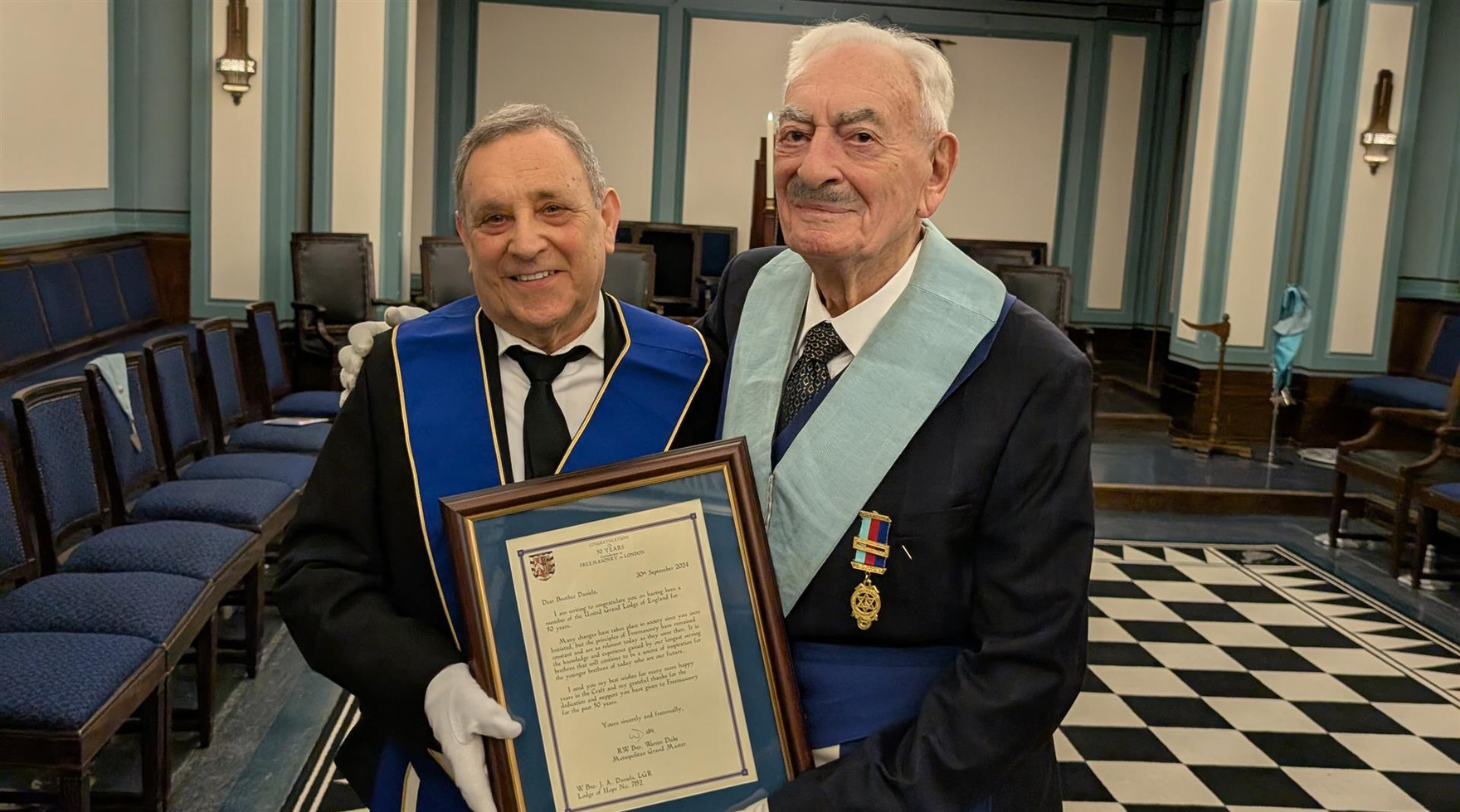 50 Year Congratulations to W Bro Jeffrey Daniels